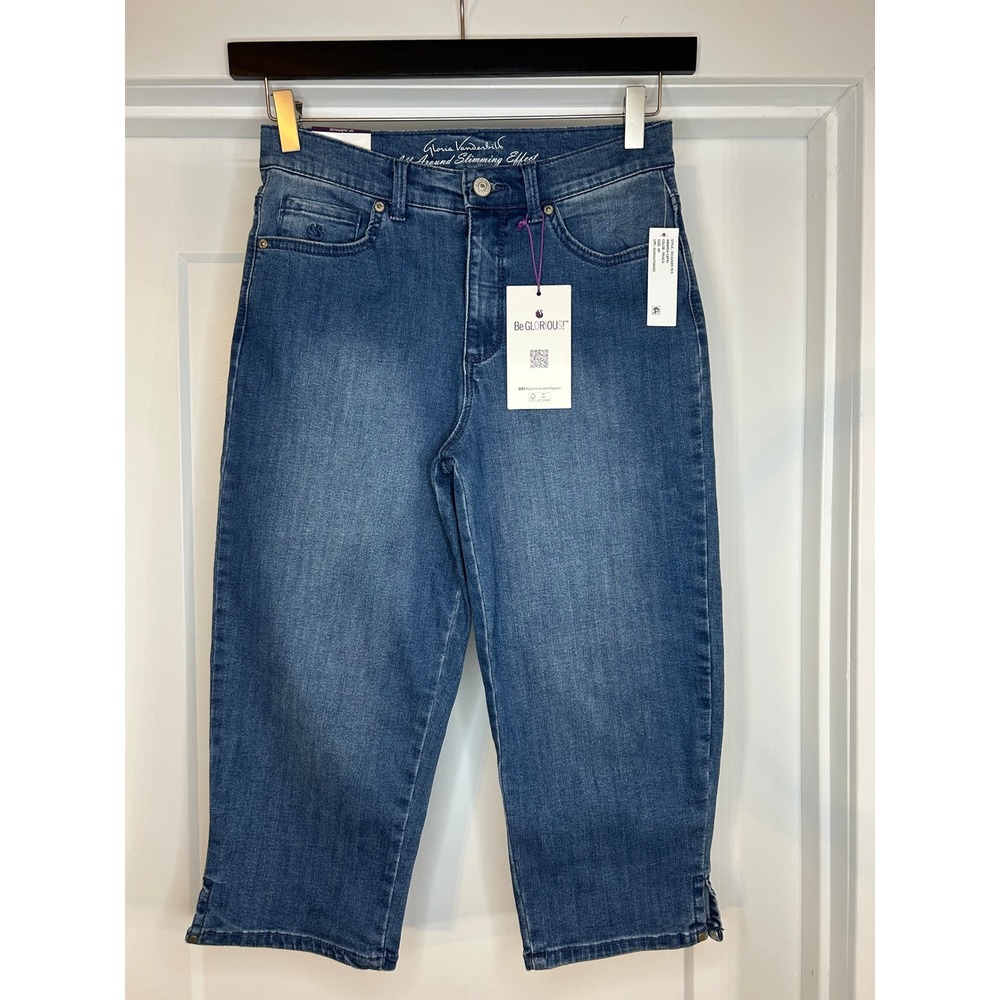 NEW Gloria Vanderbilt Amanda Capri Jeans Womens 6P Blue Frisco Slimming Effect